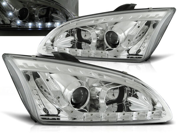 Frontlykter Ford Focus II 09.04-01.08 Daylight Krom – bilde 1 av 2