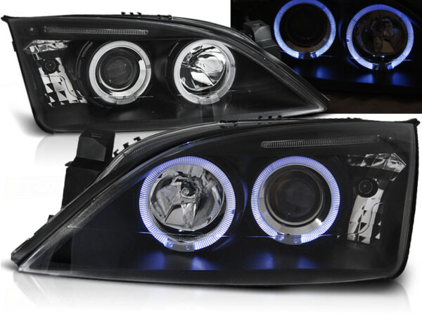Frontlykter Ford Mondeo 00-07 Angel Eyes Svart – bilde 1 av 2