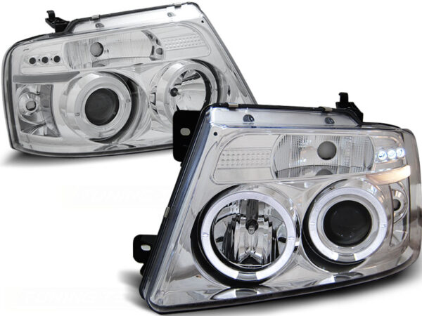 Frontlykter Ford F150 Mk11 04-08 Angel Eyes Krom – bilde 2 av 2