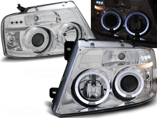 Frontlykter Ford F150 Mk11 04-08 Angel Eyes Krom – bilde 1 av 2