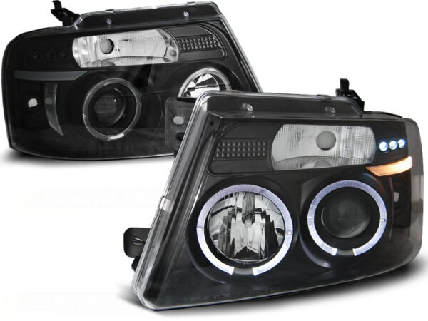 Frontlykter Ford F150 Mk 11 04-08 Angel Eyes Svart – bilde 2 av 2