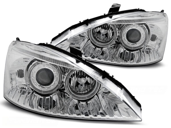 Frontlykter Ford Focus 10.98-10.01 Angel Eyes Krom – bilde 2 av 2