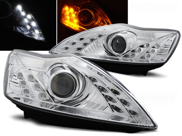 Frontlykter Ford Focus 02.08-10 Daylight Krom – bilde 1 av 2
