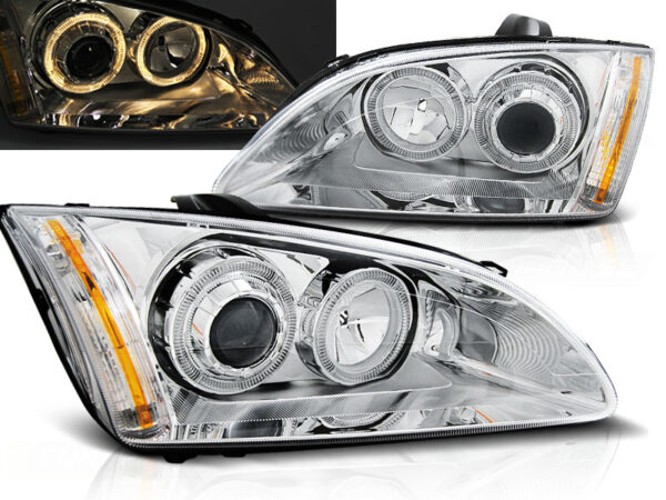 Frontlykter Ford Focus II 09.04-01.08 Angel Eyes Krom – bilde 1 av 2
