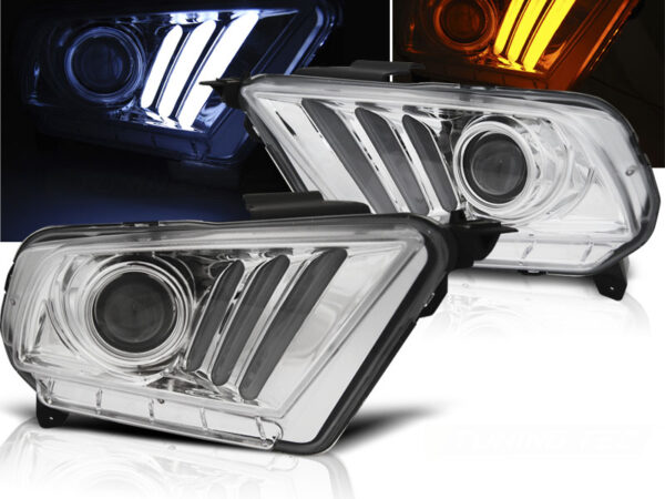 Frontlykter Ford Mustang V 10-13 Tube Lights Krom – bilde 1 av 2