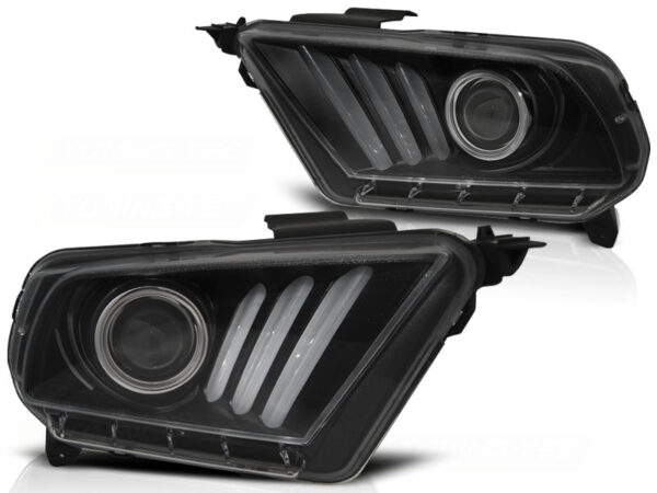 Frontlykter Ford Mustang V 10-13 Tube Lights Svart – bilde 2 av 2