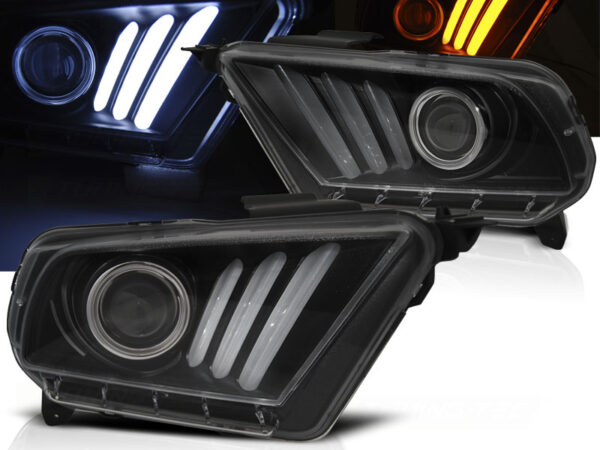 Frontlykter Ford Mustang V 10-13 Tube Lights Svart – bilde 1 av 2