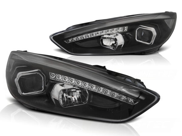 Frontlykter Ford Focus Mk3 15-18 Svart DRL LED – bilde 2 av 2