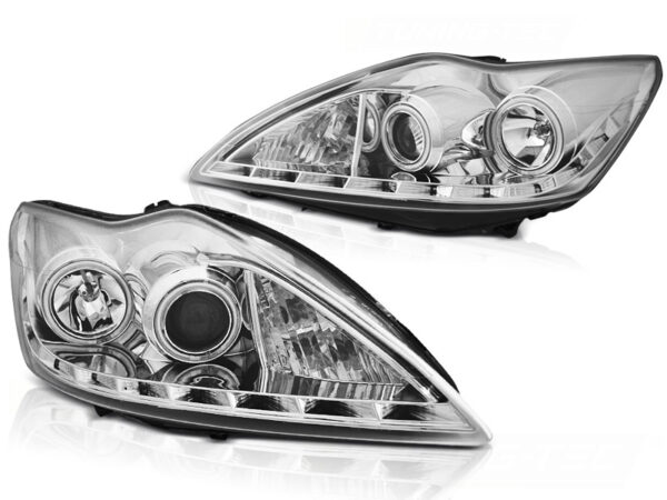 Frontlykter Ford Focus II 02.08-10 Angel Eyes CCFL Krom – bilde 2 av 2