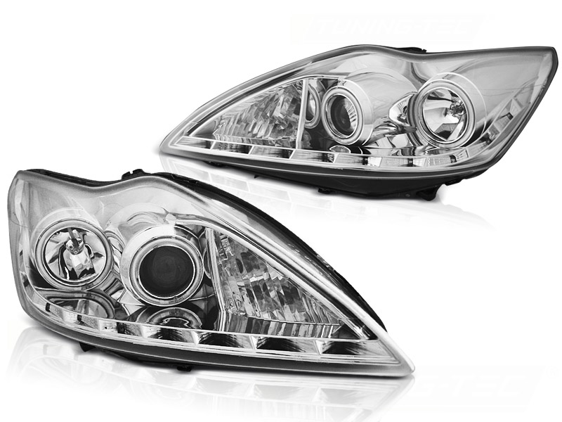 Frontlykter Ford Focus II 02.08-10 Angel Eyes CCFL Chrome - Bilde 2