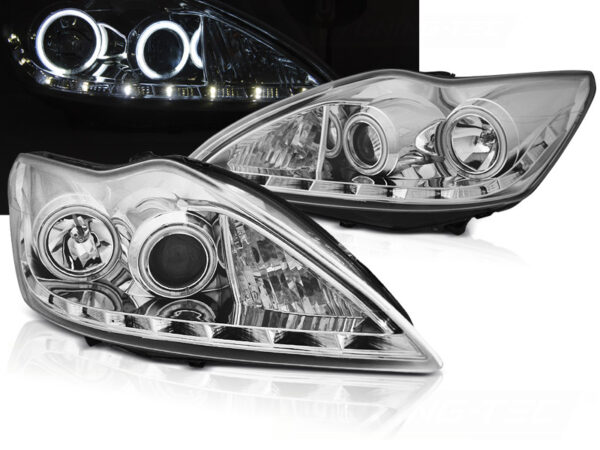 Frontlykter Ford Focus II 02.08-10 Angel Eyes CCFL Krom – bilde 1 av 2
