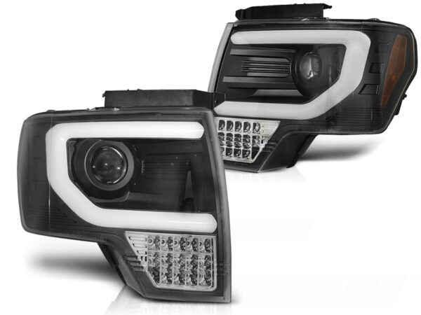 Frontlykter Ford F150 Mk12 08-14 Tube Lights Svart – bilde 2 av 2