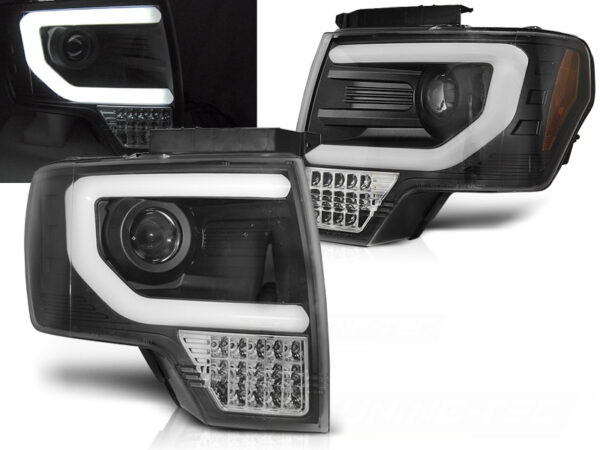 Frontlykter Ford F150 Mk12 08-14 Tube Lights Svart – bilde 1 av 2