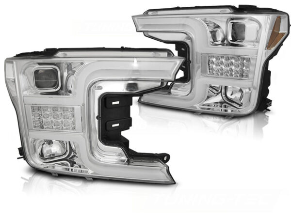 Frontlykter Ford F150 Mk13 17-20 Tube Lights Krom – bilde 2 av 2