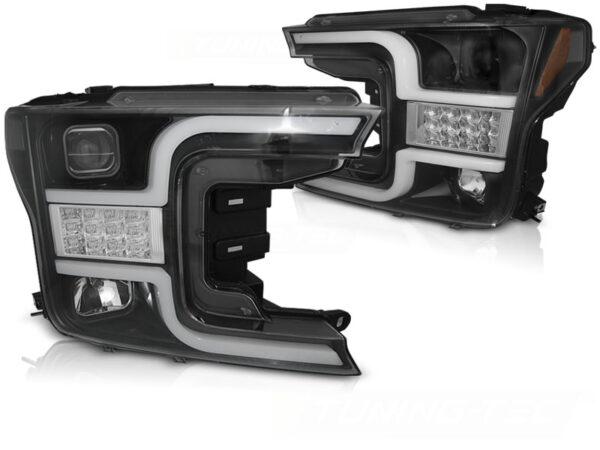Frontlykter Ford F150 Mk13 17-20 Tube Lights Svart – bilde 2 av 2