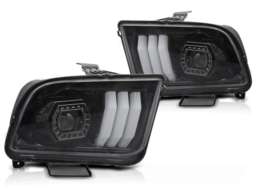 Frontlykter Ford Mustang 04-09 Tube Lights Svart – bilde 2 av 2