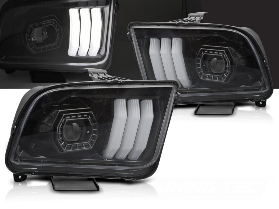 Frontlykter Ford Mustang 04-09 Tube Lights Svart – bilde 1 av 2