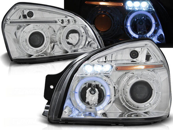 Frontlykter Hyundai Tucson 07.04-10 Angel Eyes Krom – bilde 1 av 2