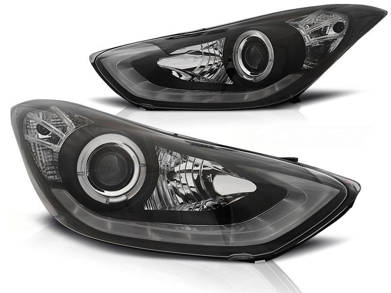 Frontlykter Hyundai Elantra 11.10-15 Black Daylight Led - Bilde 2