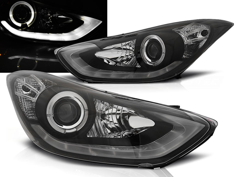 Frontlykter Hyundai Elantra 11.10-15 Black Daylight Led