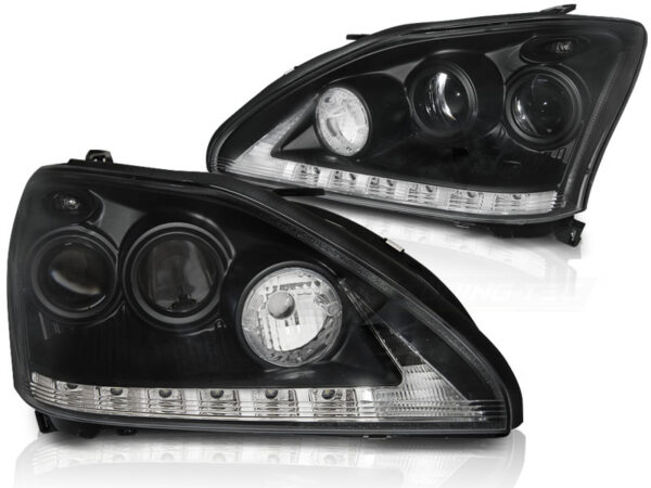 Frontlykter Lexus Rx 330/350 03-08 Tube Lights Svart – bilde 2 av 2