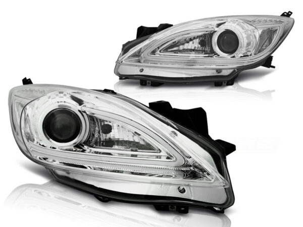Frontlykter Mazda 3 09-10.13 Tube Lights Krom – bilde 2 av 2