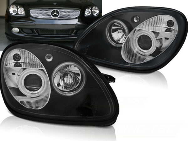 Frontlykter Mercedes R170 SLK 04.96-04 Angel Eyes Svart – bilde 1 av 2