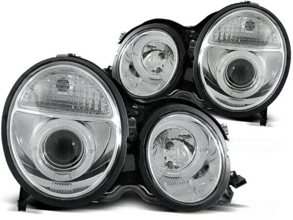 Frontlykter Mercedes W210 E-Class 99-02 Angel Eyes Krom – bilde 2 av 2