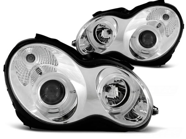 Frontlykter Mercedes W203 C-Class 07.00-03.04 Angel Eyes Krom – bilde 2 av 2