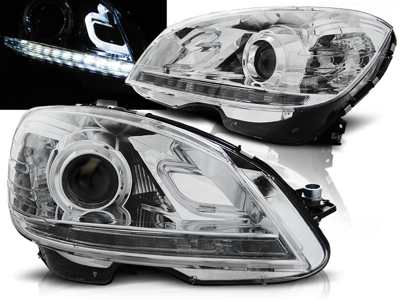 Frontlykter Mercedes W204 07-10 True Drl Chrome