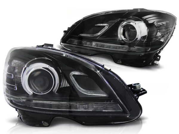 Frontlykter Mercedes W204 07-10 TRU DRL Svart – bilde 2 av 2
