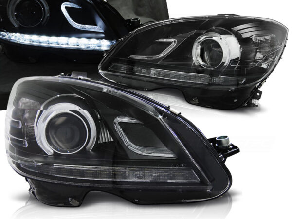 Frontlykter Mercedes W204 07-10 TRU DRL Svart – bilde 1 av 2