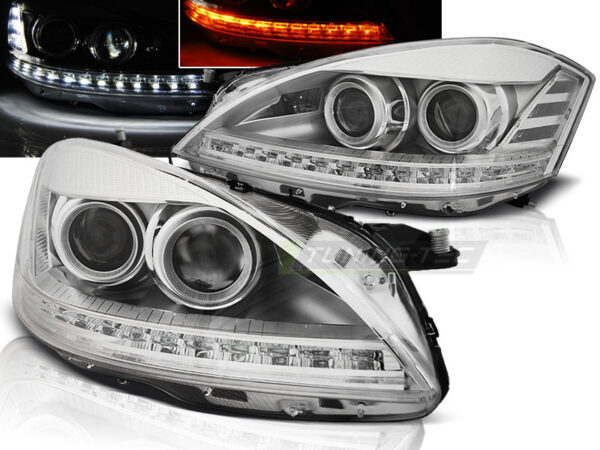 Frontlykter Mercedes W221 05-09 Xenon Daylight Krom – bilde 1 av 2