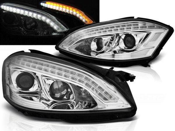 Frontlykter Mercedes W221 05-09 Xenon Daylight Krom – bilde 1 av 2