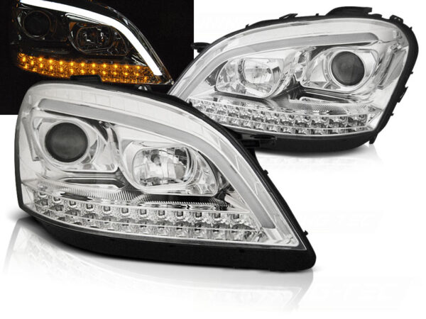 Frontlykter Mercedes W164 ML M-Class 05-07 Tube Lights Krom SEQ – bilde 1 av 2
