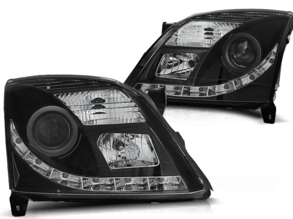 Frontlykter Opel Vectra C 04.02-08.05 TRU DRL Svart Xenon D2S