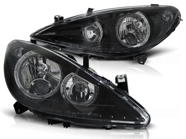 Frontlykter Peugeot 307 04.01-06.05 Angel Eyes Svart – bilde 2 av 2