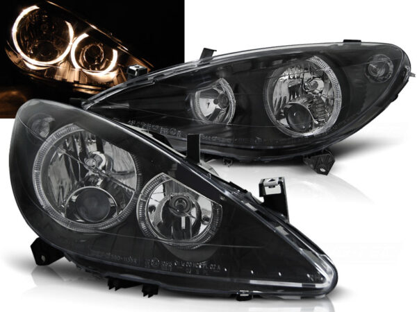 Frontlykter Peugeot 307 04.01-06.05 Angel Eyes Svart – bilde 1 av 2
