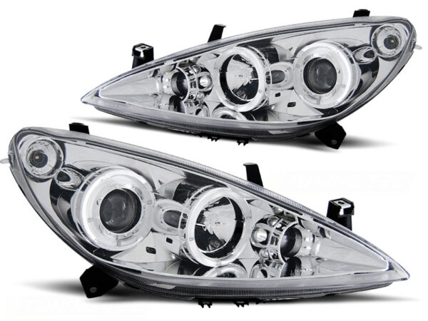 Frontlykter Peugeot 307 04.01-06.05 Angel Eyes Krom – bilde 2 av 2