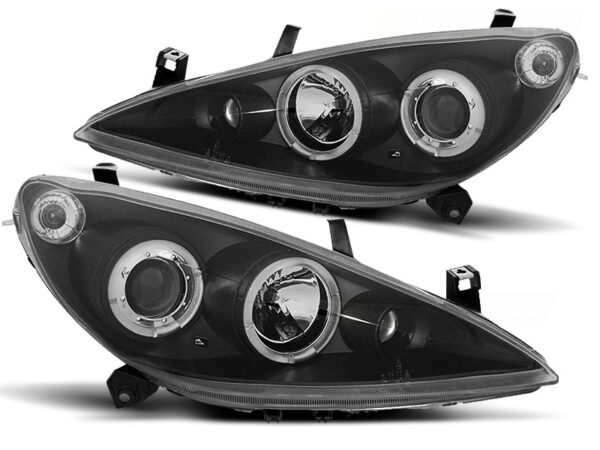 Frontlykter Peugeot 307 04.01-06.05 Angel Eyes Svart – bilde 2 av 2