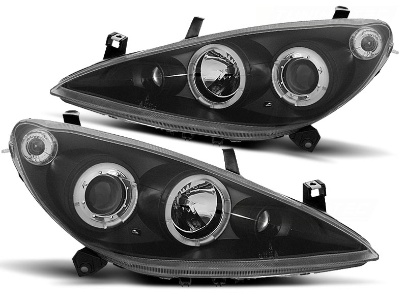 Frontlykter Peugeot 307 04.01-06.05 Angel Eyes Svart - Bilde 2