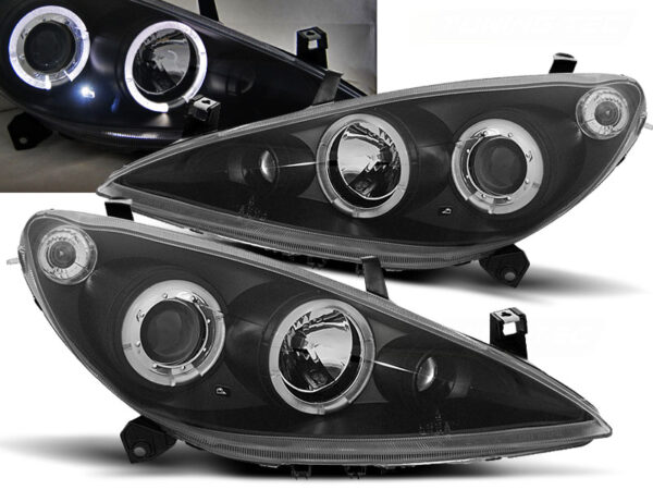 Frontlykter Peugeot 307 04.01-06.05 Angel Eyes Svart – bilde 1 av 2