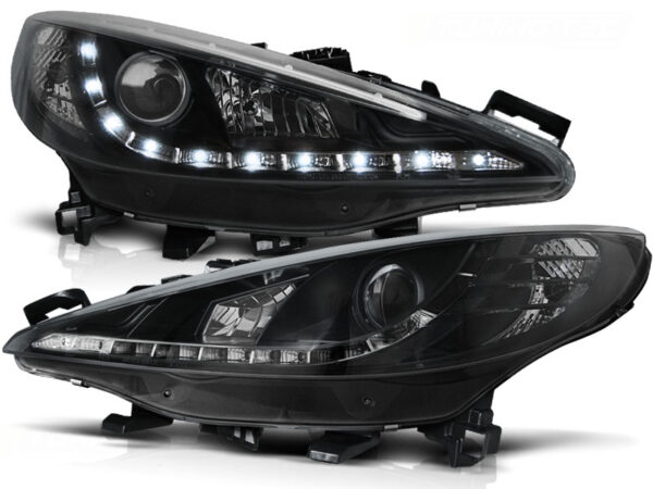 Frontlykter Peugeot 207 06-12 Daylight Svart