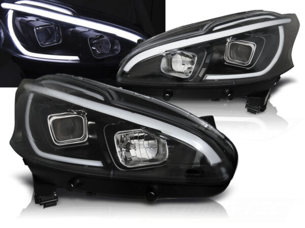 Frontlykter Peugeot 208 12-15 Tube Lights Svart – bilde 1 av 2