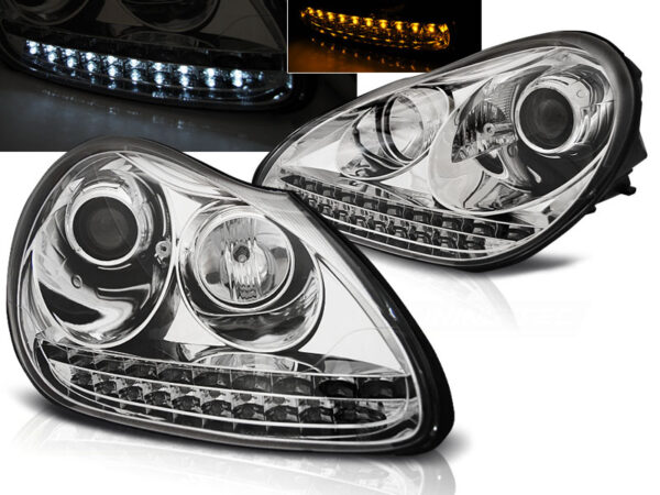 Frontlykter Porsche Cayenne 02-06 Xenon Daylight Krom – bilde 1 av 2