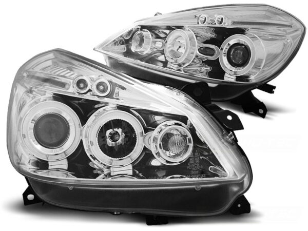 Frontlykter Renault Clio 3 05-09 Krom Angel Eyes – bilde 2 av 2