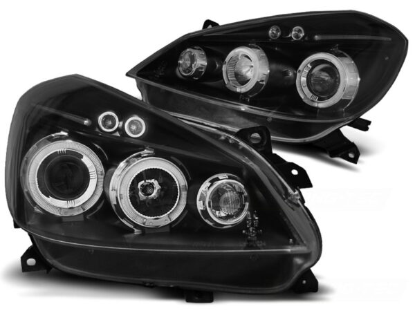 Frontlykter Renault Clio 3 05-09 Svart Angel Eyes – bilde 2 av 2
