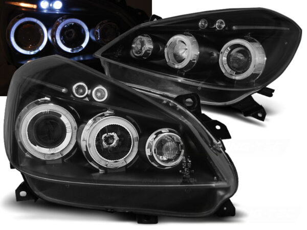 Frontlykter Renault Clio 3 05-09 Svart Angel Eyes – bilde 1 av 2