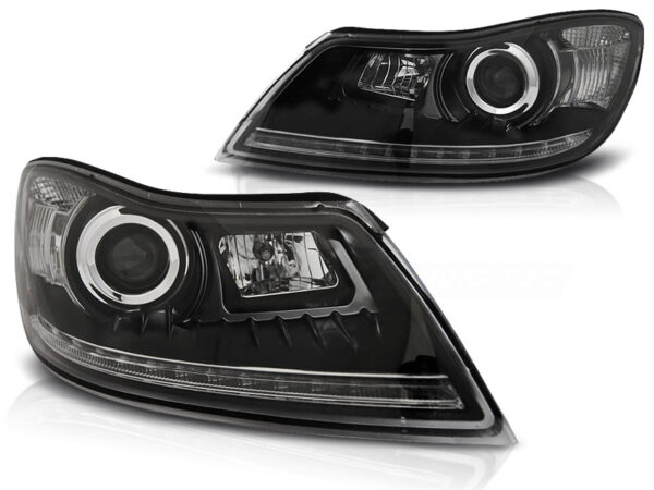 Frontlykter Skoda Octavia 09-12 Daylight Svart – bilde 2 av 2