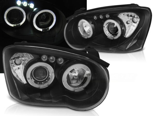 Frontlykter Subaru Impreza II Gd Gg 03-05 Angel Eyes Svart – bilde 1 av 2